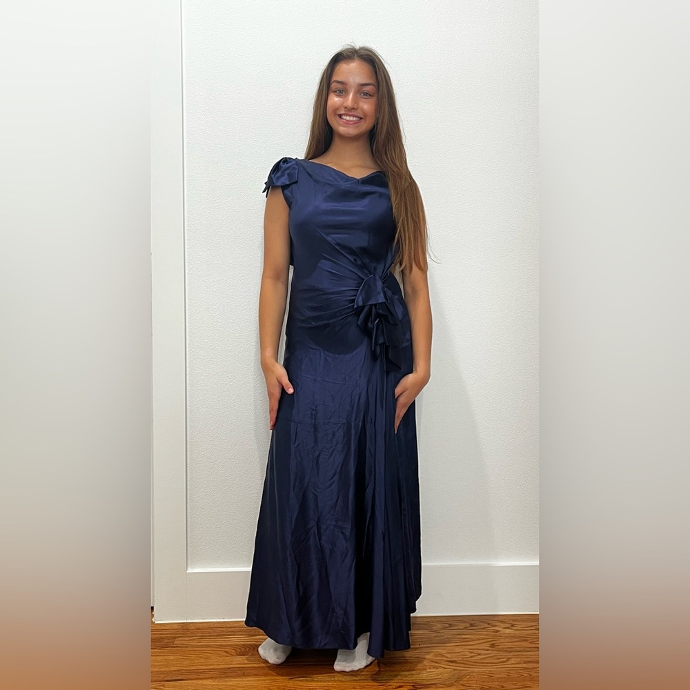 Navy Blue Satin Dress